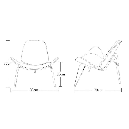 Shell chair dimensions top